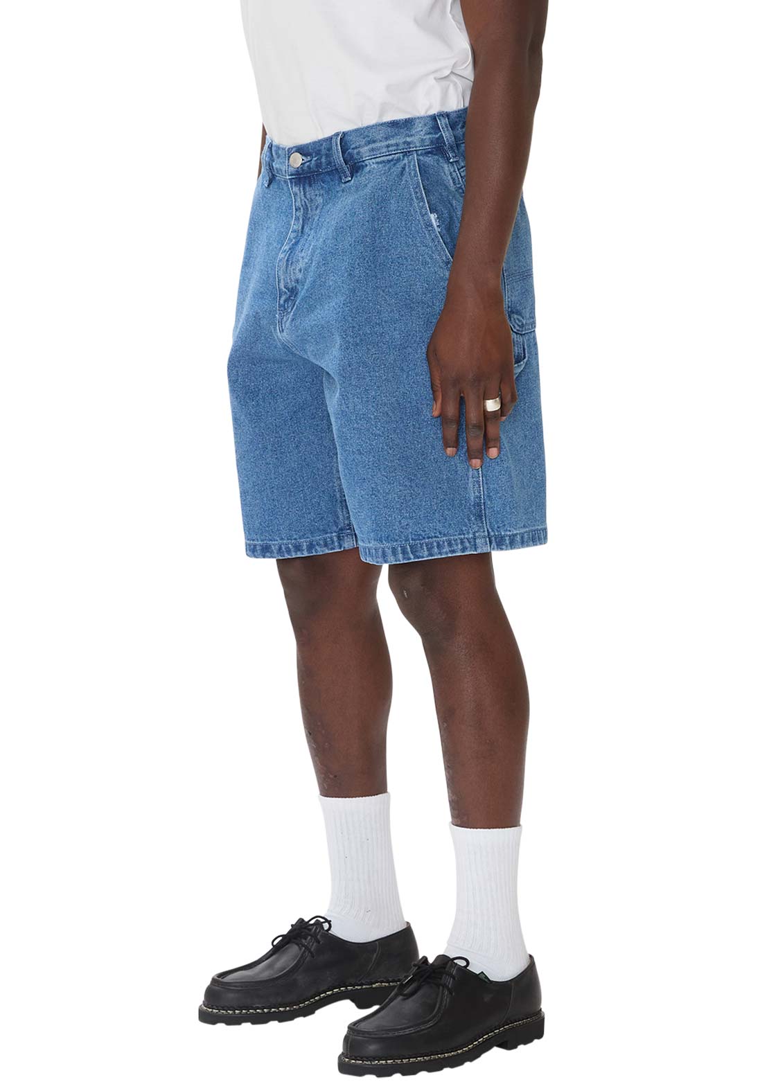 Obey Men&#39;s Bigwig Baggy Denim Shorts Light Indigo