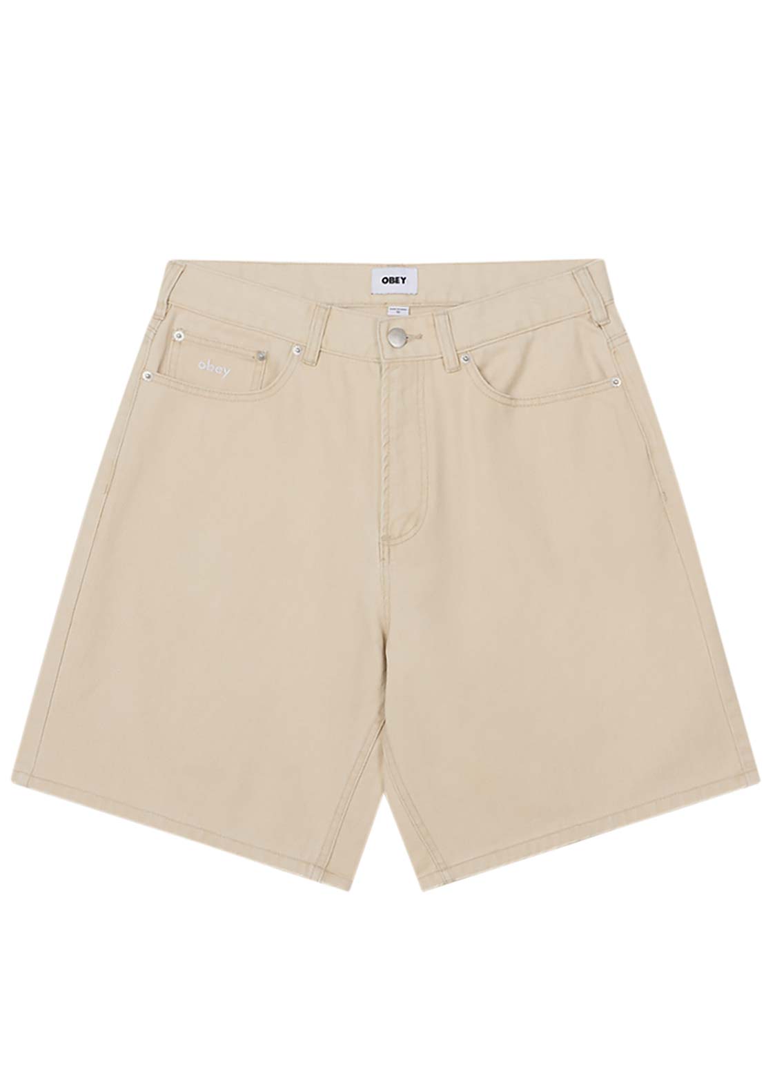Obey Men&#39;s Bigwig Baggy Denim Shorts Pelican Faded Wash