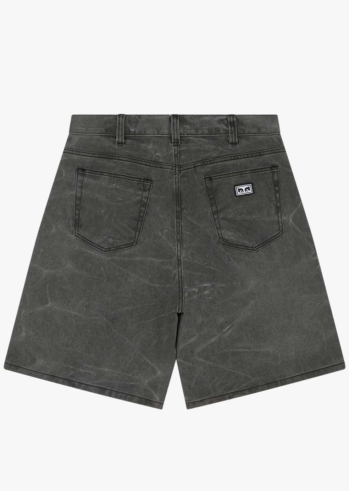 Obey Men's Bigwig Baggy Denim Shorts Black Wrinkle Wash