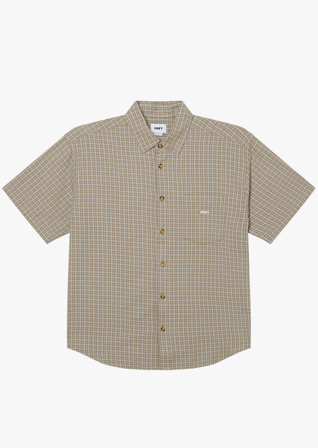 Obey Men's Bigwig Ian Woven Button Up Shirt Dried Sage Multi