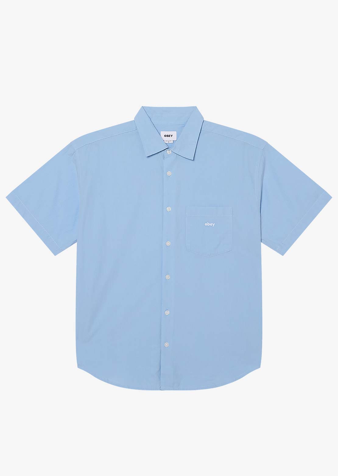 Obey Men's Bigwig Jamie Woven Button Up Shirt Sky Blue Multi