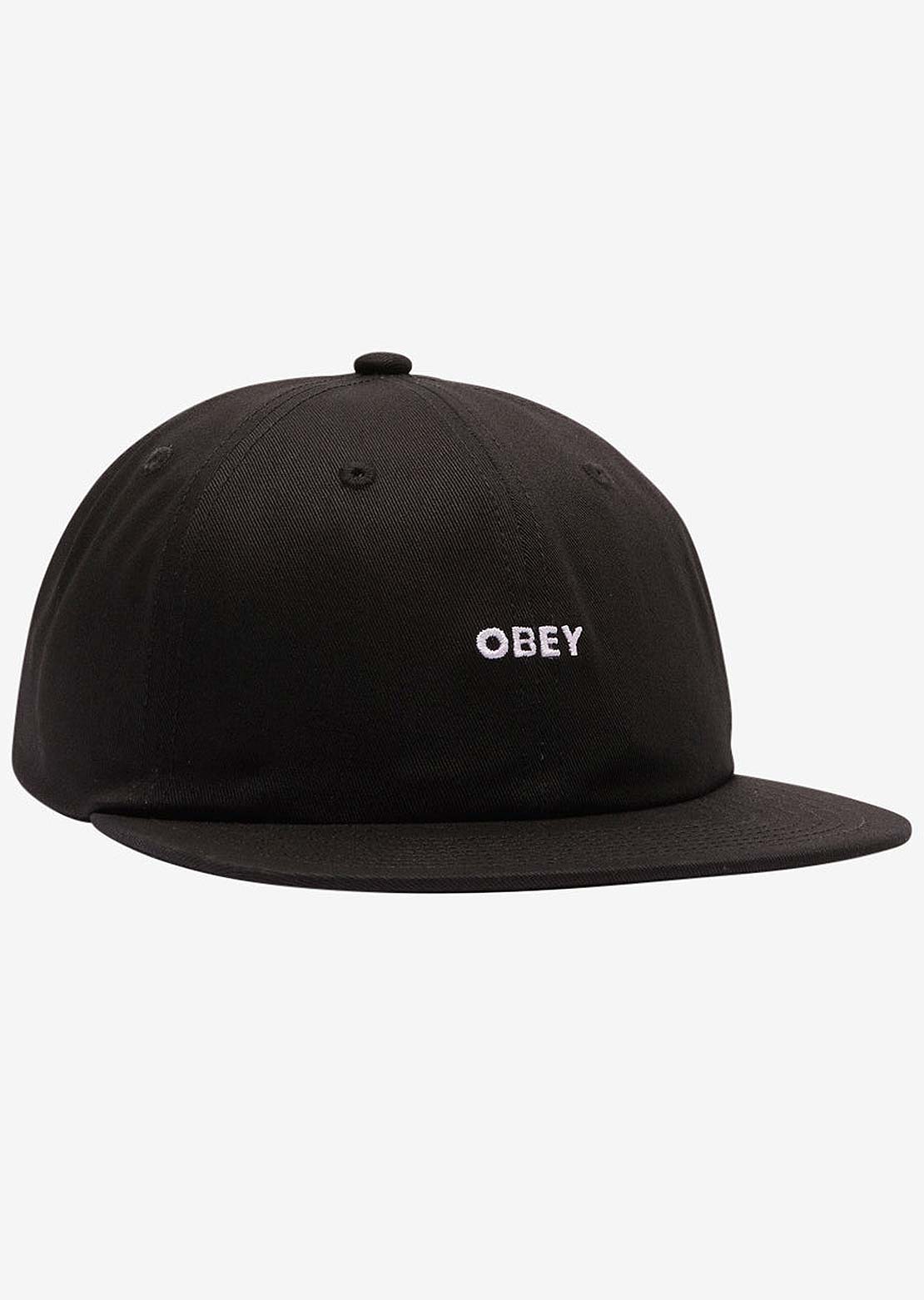 Obey Men&#39;s Bold Twill 6 Panel Strapback Cap Black