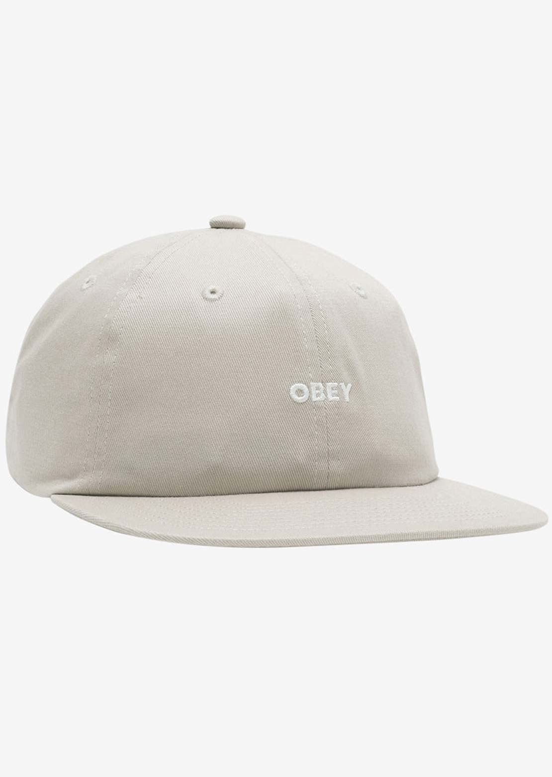 Obey Men&#39;s Bold Twill 6 Panel Strapback Cap Unbleached