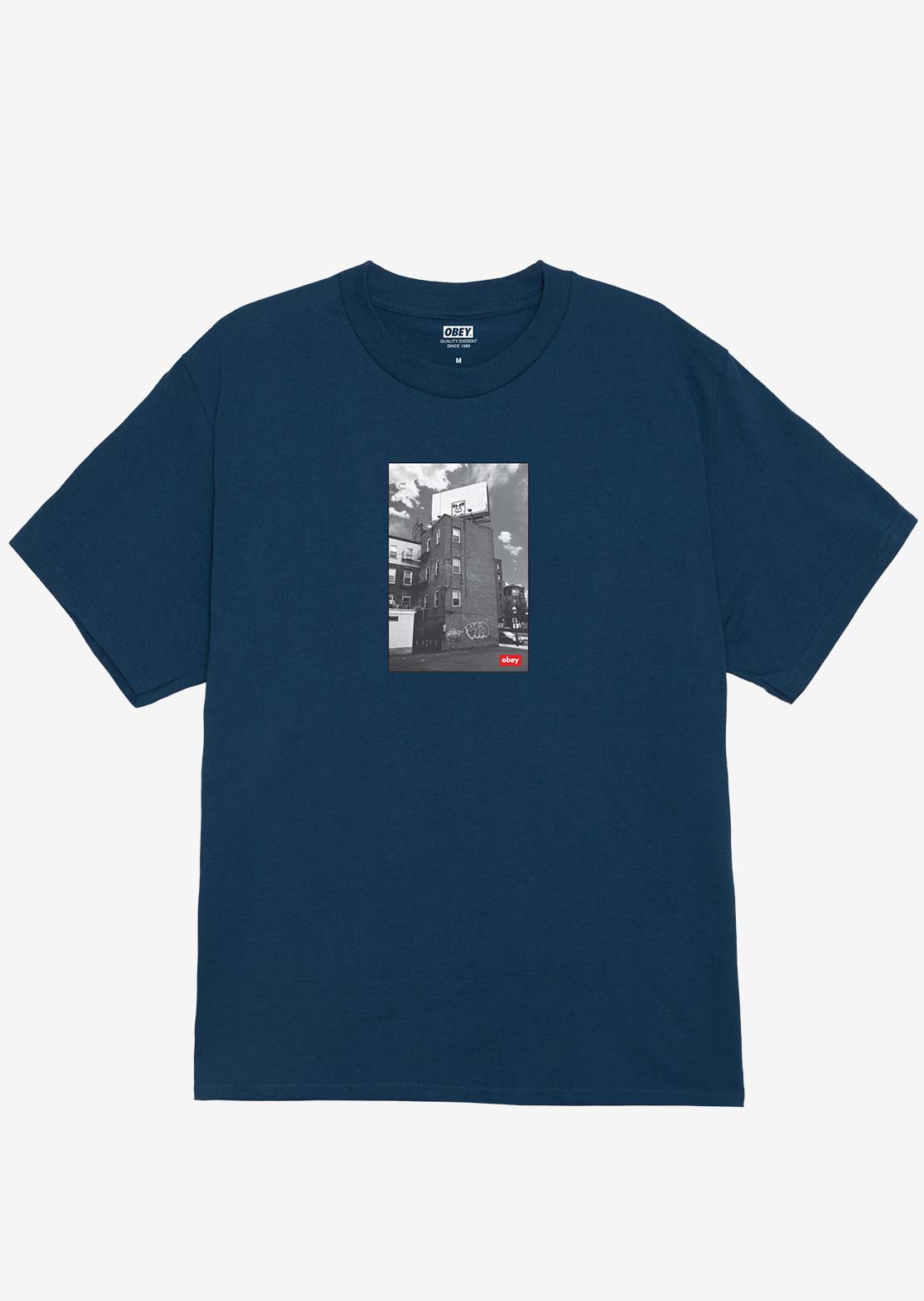 Obey Men's Boston Billboard T-Shirt Harbor Blue