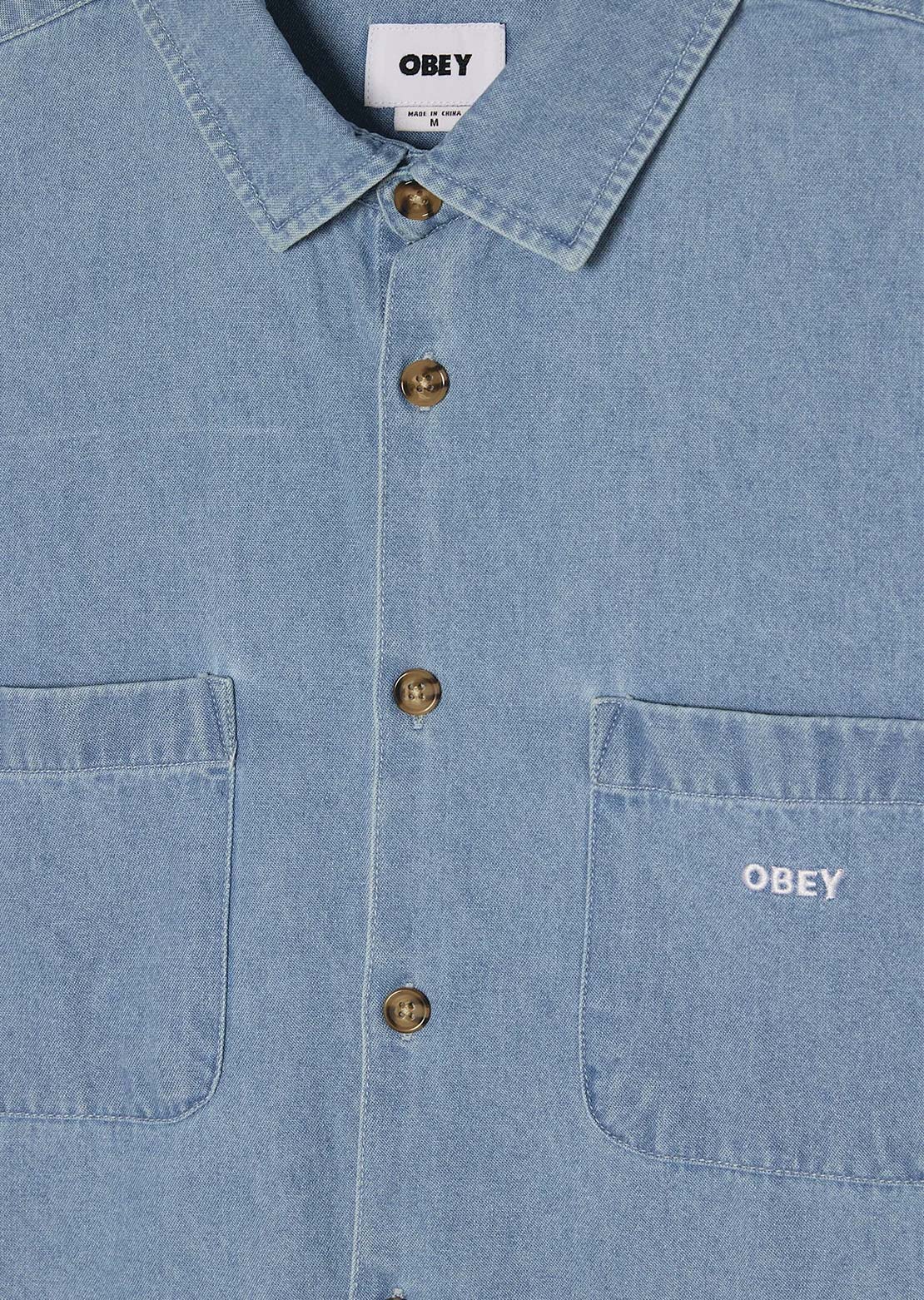 Obey Men's Charlie Denim Woven Button Up Shirt
