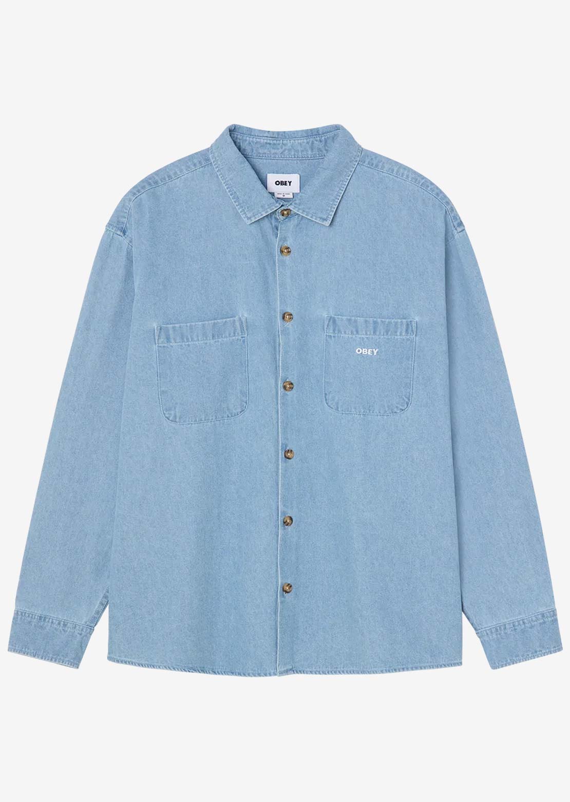 Obey Men's Charlie Denim Woven Button Up Shirt
