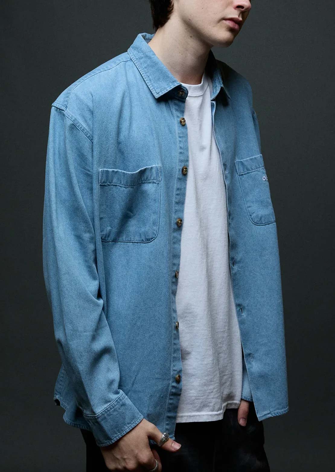 Obey Men's Charlie Denim Woven Button Up Shirt
