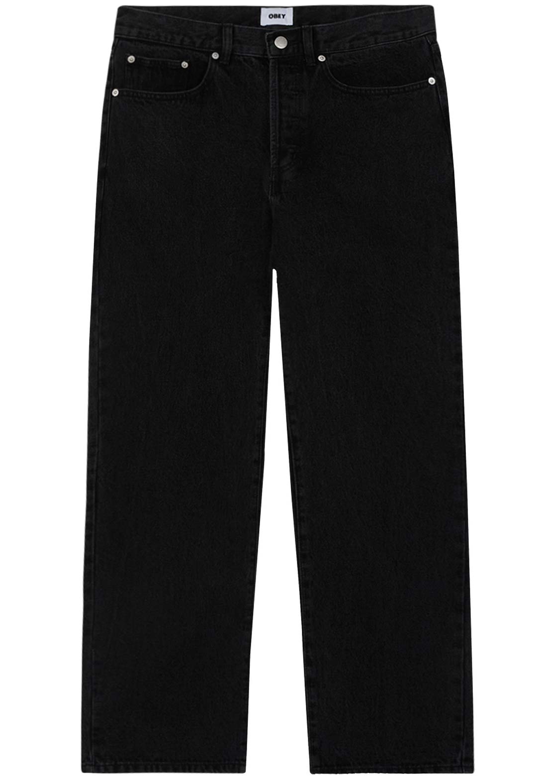 Obey Men&#39;s Classic Baggy Denim Pant Pelican Faded Black