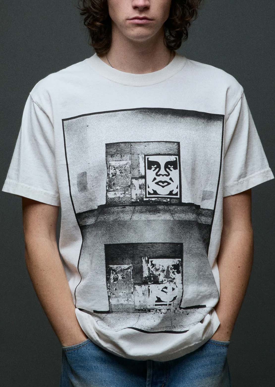 Obey Men's Destroyed Icon Photo T-shirt