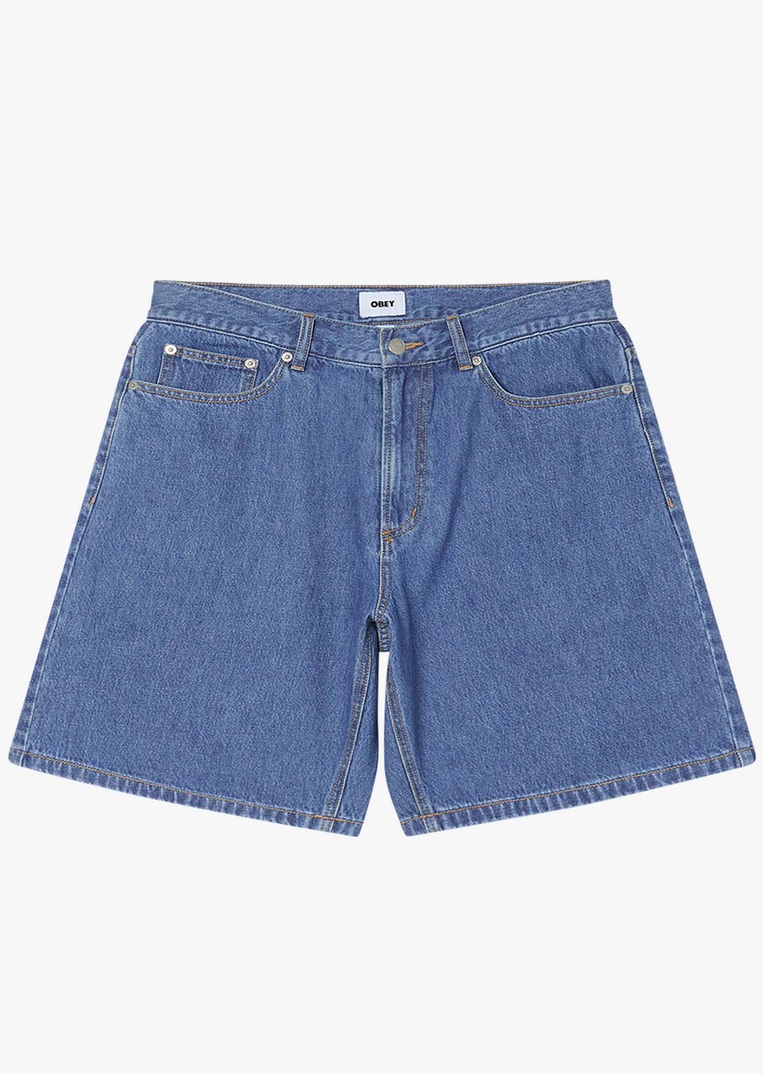 Obey Men's Emerson Denim Shorts Salty Blue Stone Wash