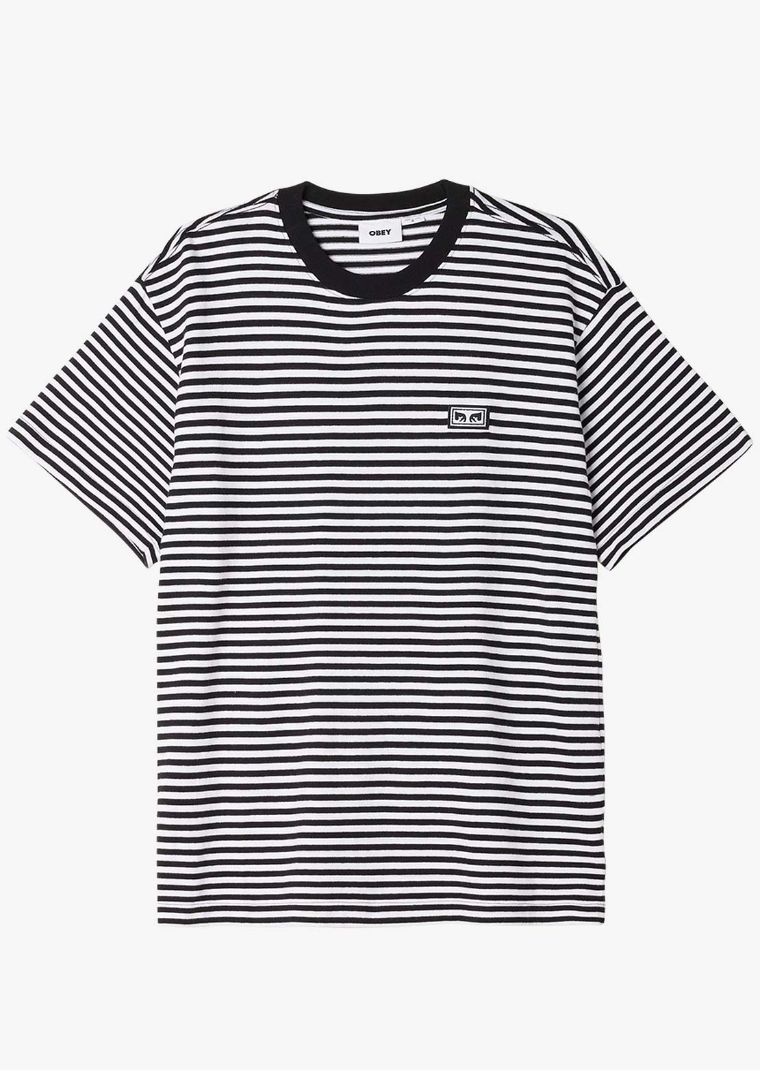 Obey Men's Established Works Eyes Stripe T-Shirt Black Multi