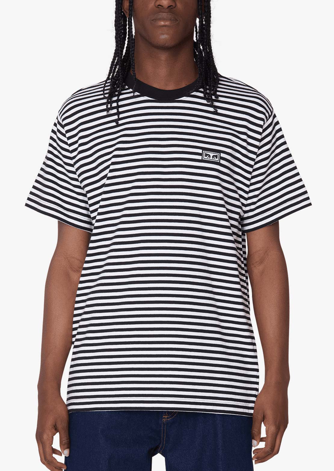 Obey Men's Established Works Eyes Stripe T-Shirt Black Multi