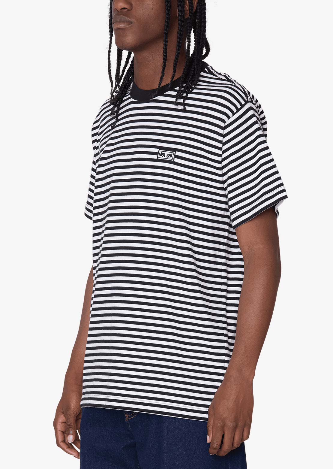 Obey Men's Established Works Eyes Stripe T-Shirt Black Multi
