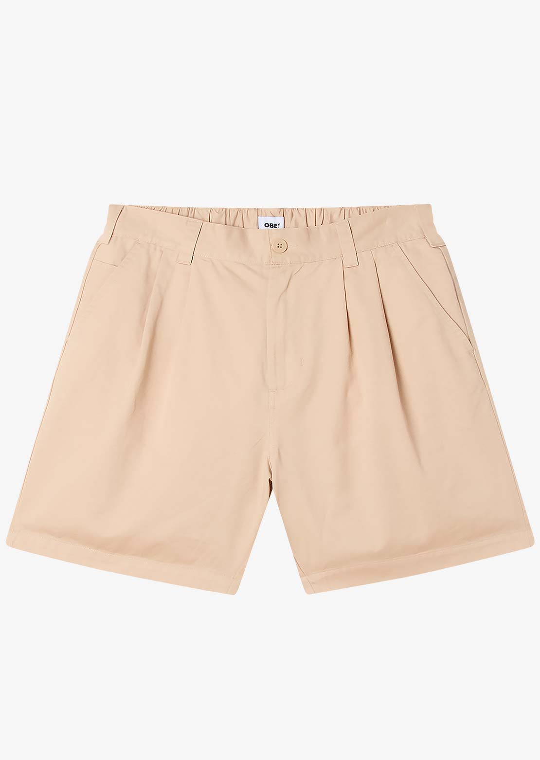 Obey Men's Foster Pleated Shorts Cement