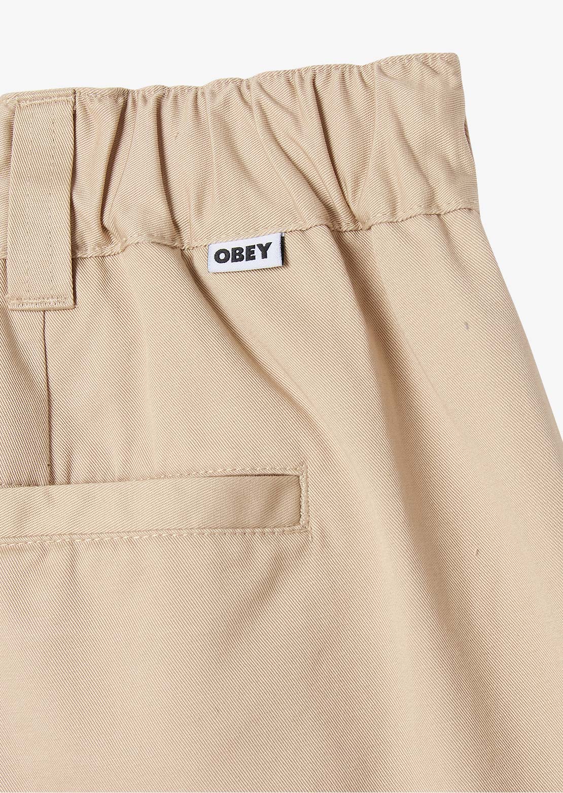 Obey Men's Foster Pleated Shorts Cement