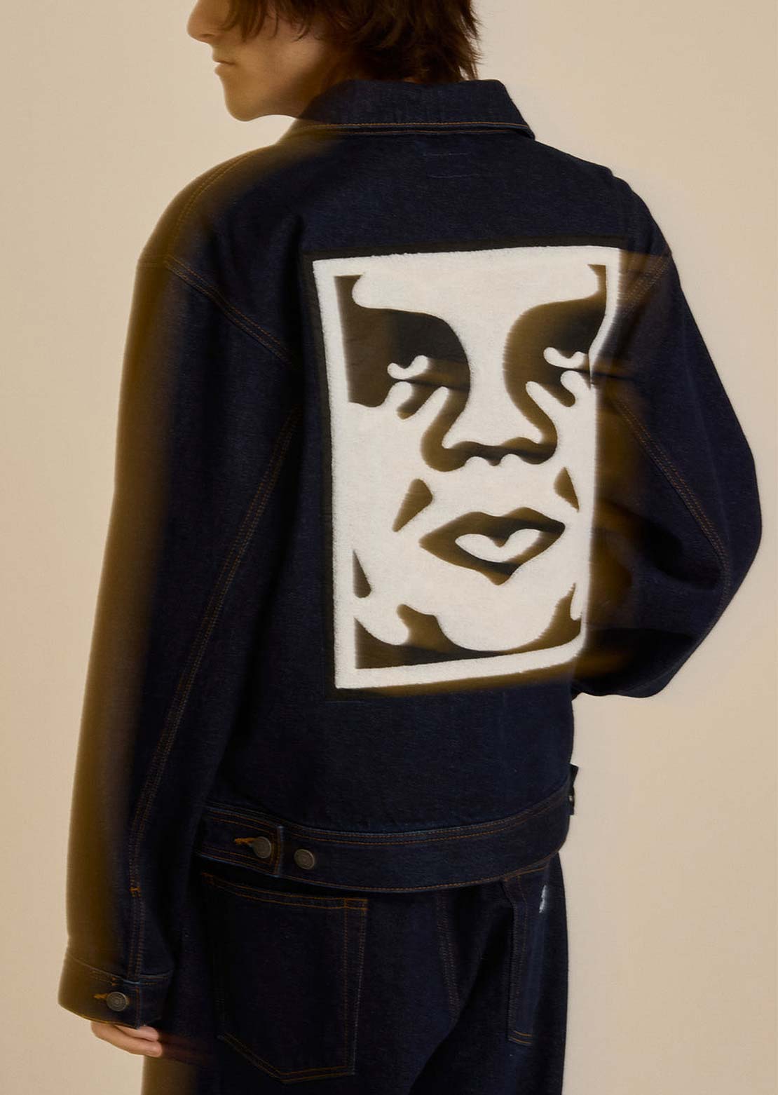 Obey Men's Icon Hardwork Zip Up Jacket Rinse Indigo