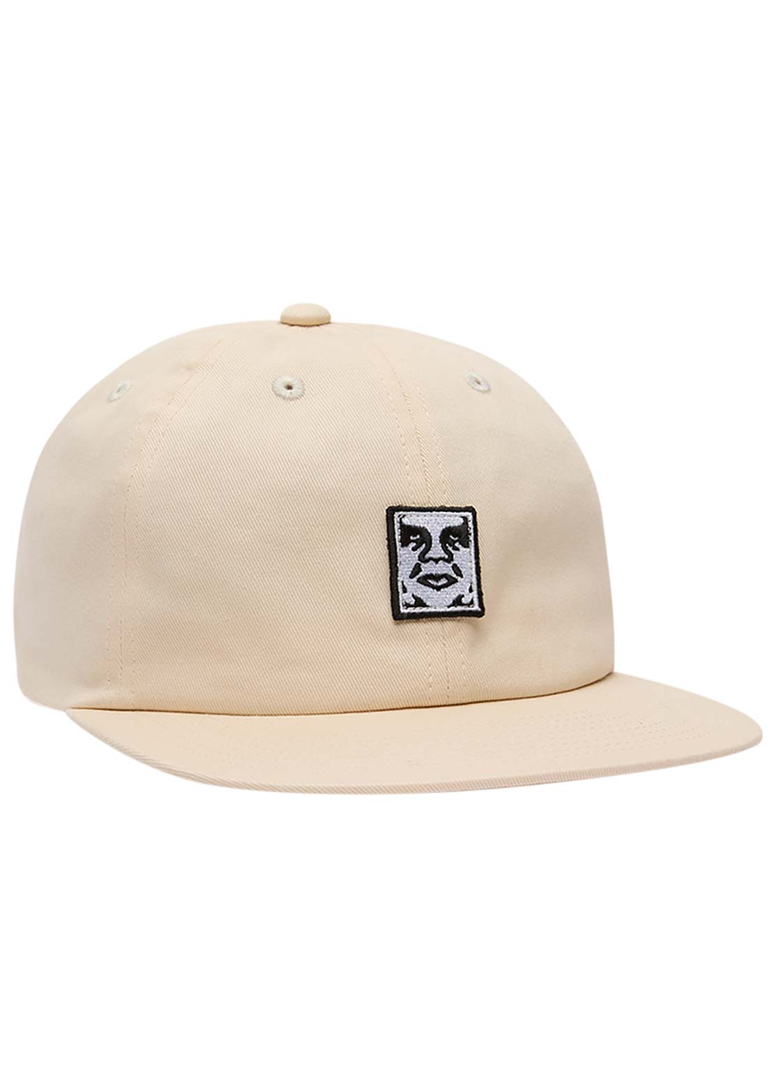 Obey Men&#39;s Icon Patch 6 Panel Strapback Black Unbleached