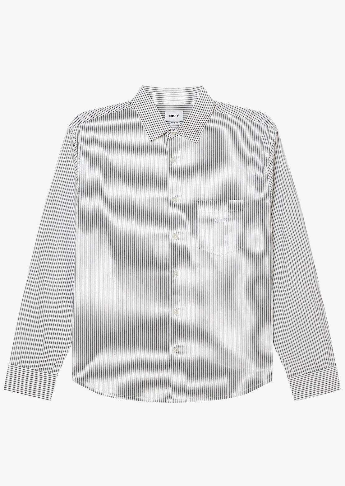Obey Men's Isaac Woven Long Sleeve Button Up Shirt Black Multi