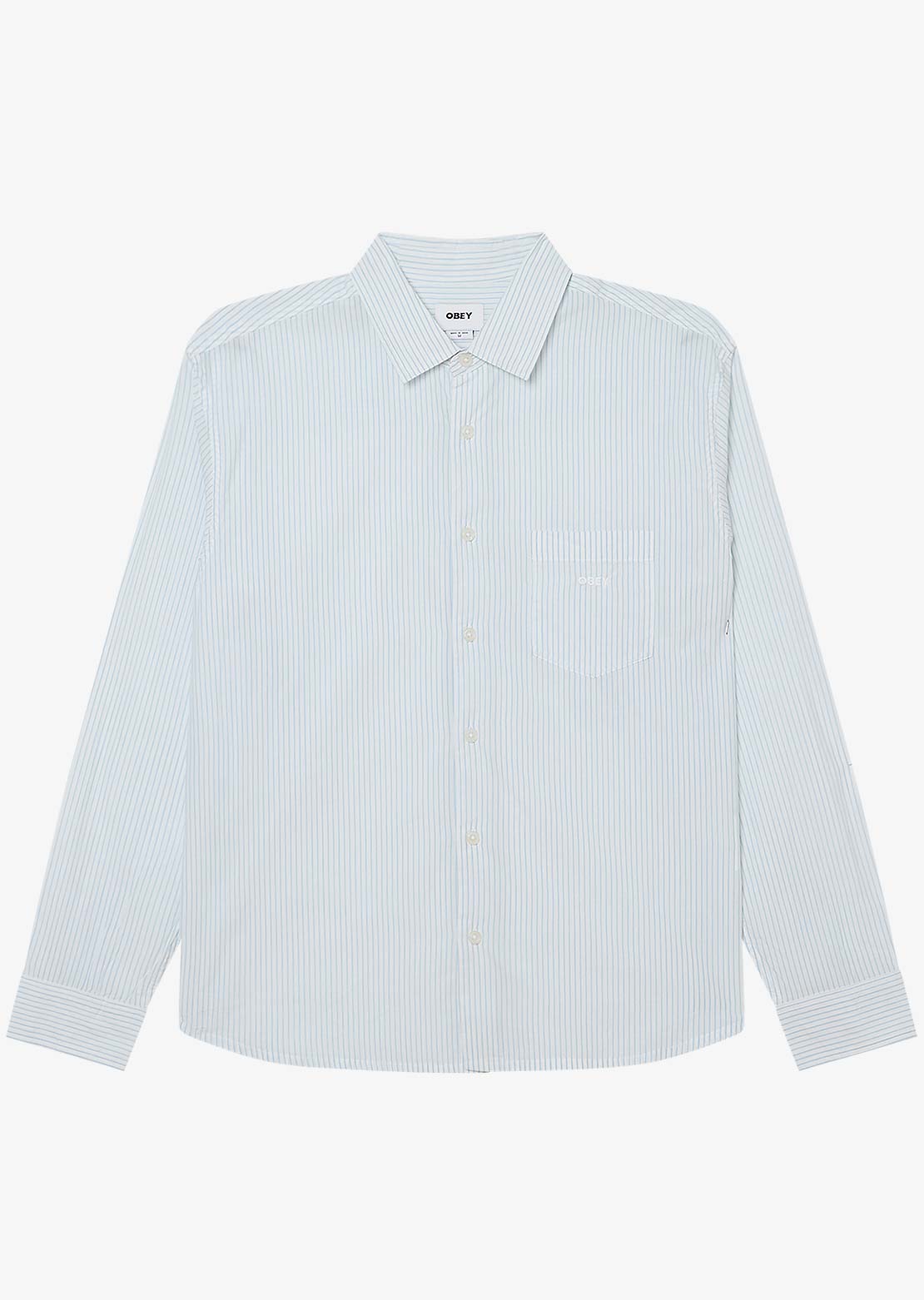 Obey Men's Isaac Woven Long Sleeve Button Up Shirt Sky Multi