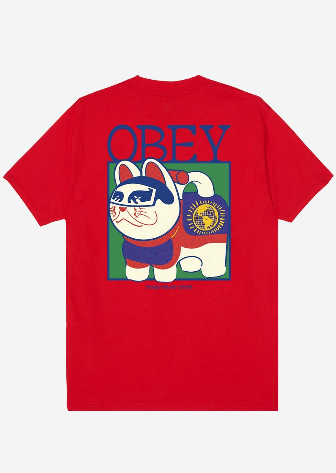 Obey Men's Lucky Cat T-Shirt Red