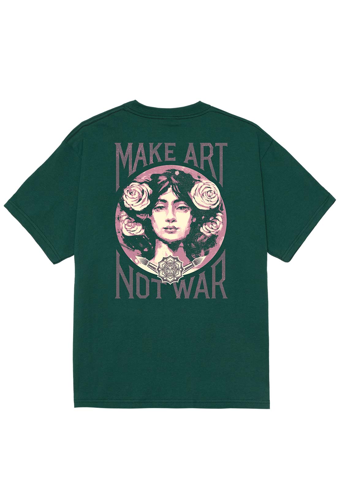 Obey Men&#39;s Make Art Not War T-Shirt Rain Forest