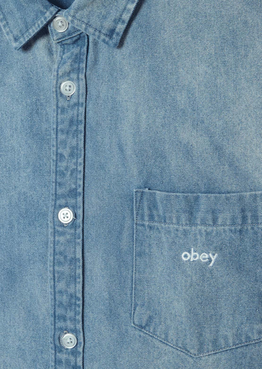Obey Men's Owens Denim Button Up Shirt Bleached Indigo