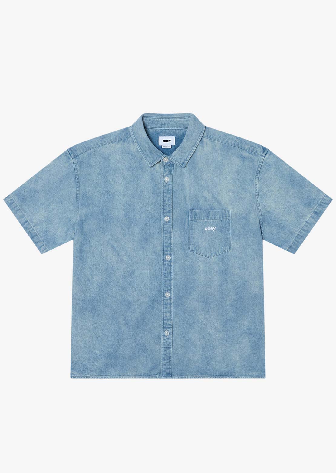 Obey Men's Owens Denim Button Up Shirt Bleached Indigo