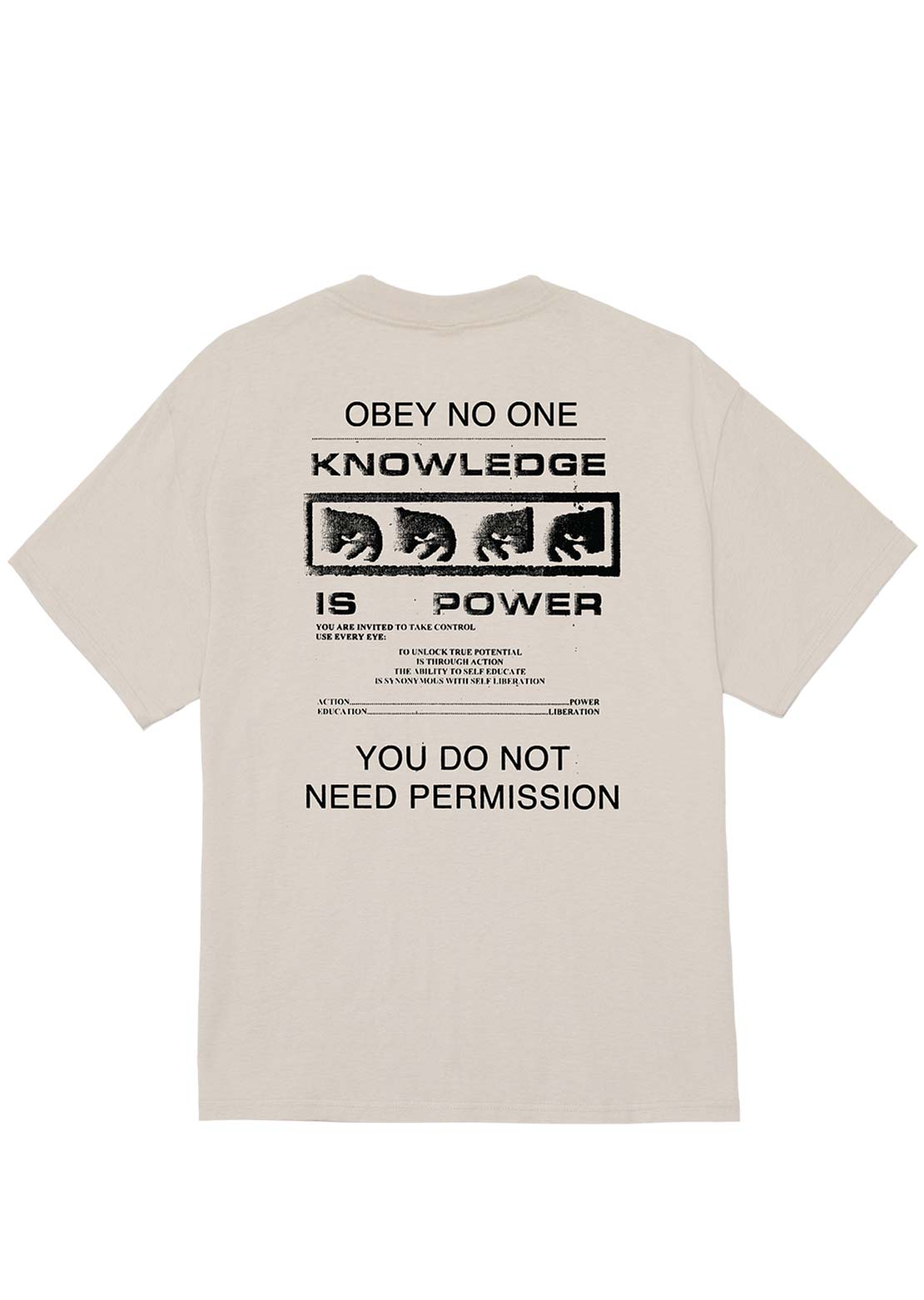 Obey Men&#39;s Permission T-Shirt Silver Grey