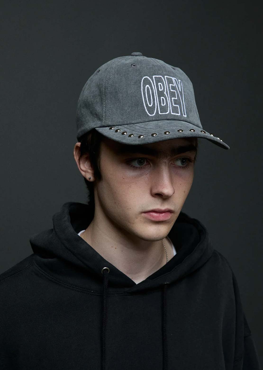 Obey Men's Pigment Anti 6 Panel Velcro Back Cap Pigment Black