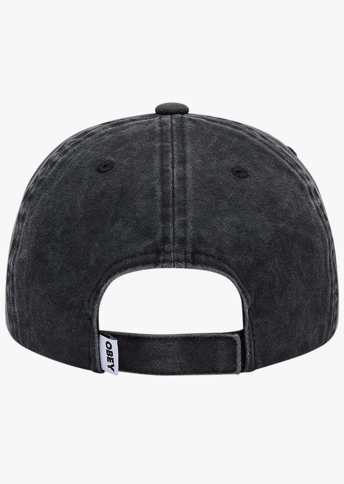 Obey Men's Pigment Obey Label 6 Panel Velcro Back Cap Pigment Black