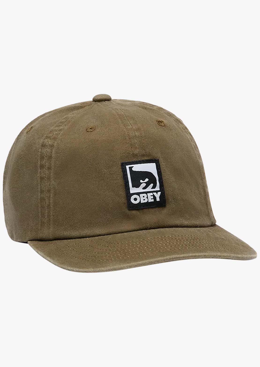 Obey Men's Pigment Obey Label 6 Panel Velcro Back Cap Pigment Olive