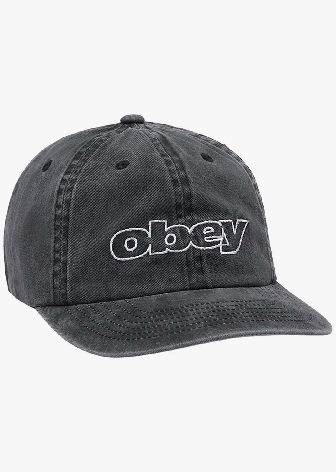 Obey Men's Pigment Outline Delta 6 Panel Strapback Cap Pigment Black