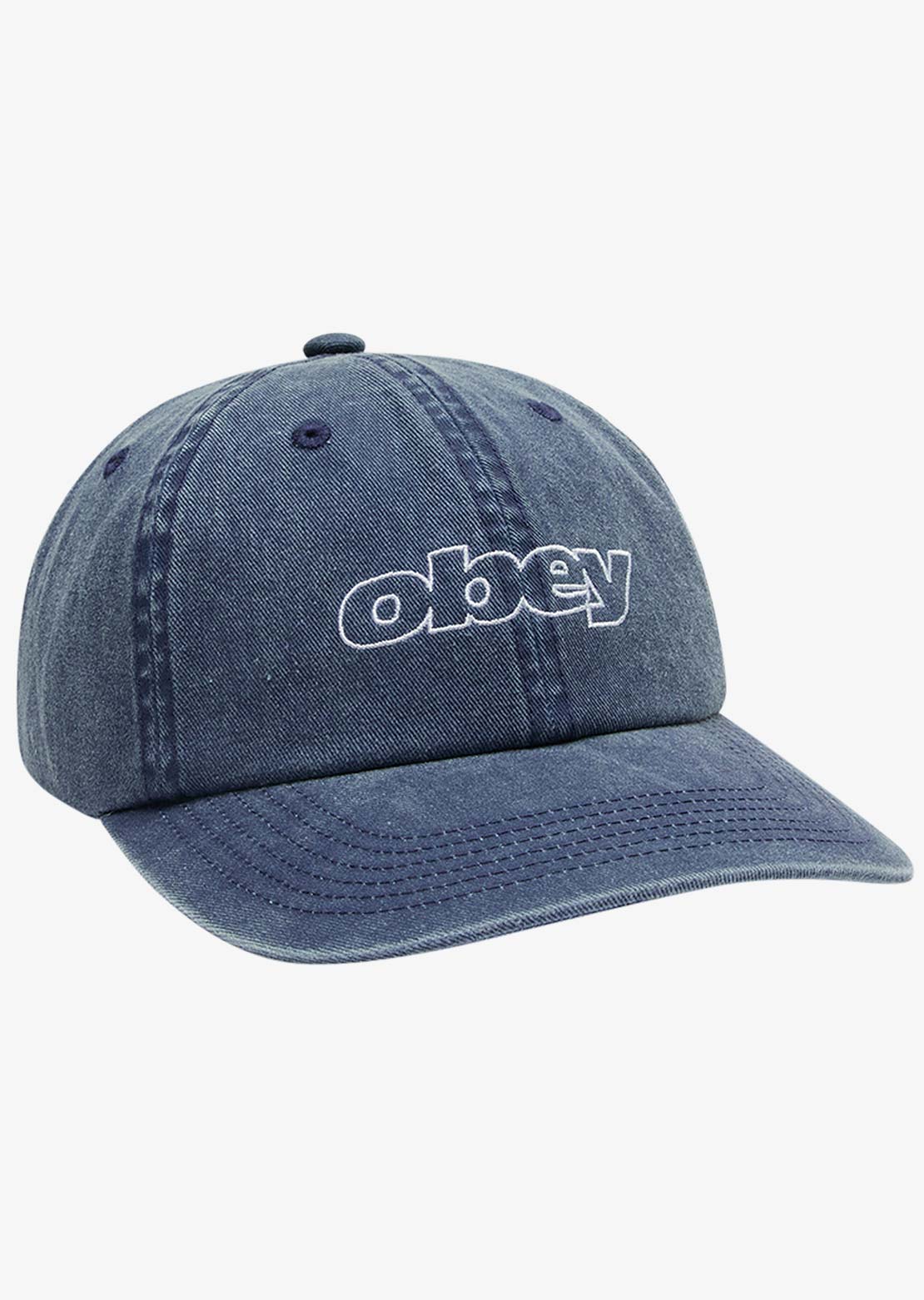 Obey Men's Pigment Slanted 6 Panel Strapback Cap Pigment Navy