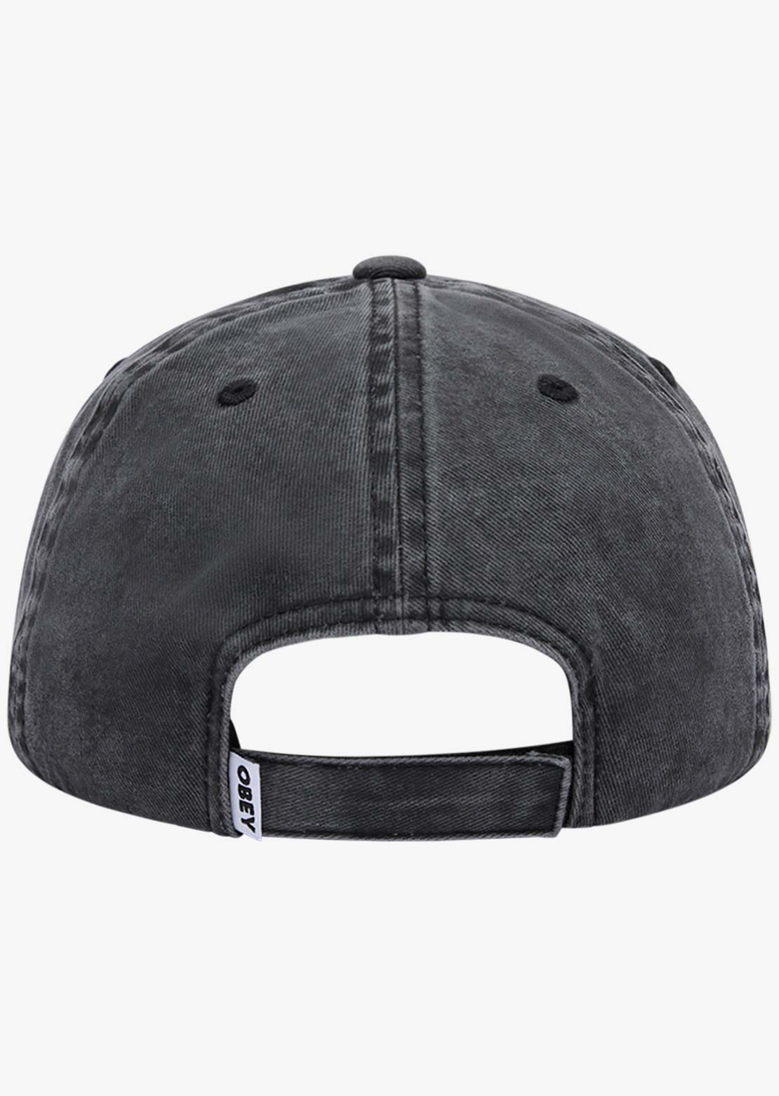 Obey Men's Pigment Static 6 Panel Velcro Back Cap Pigment Black