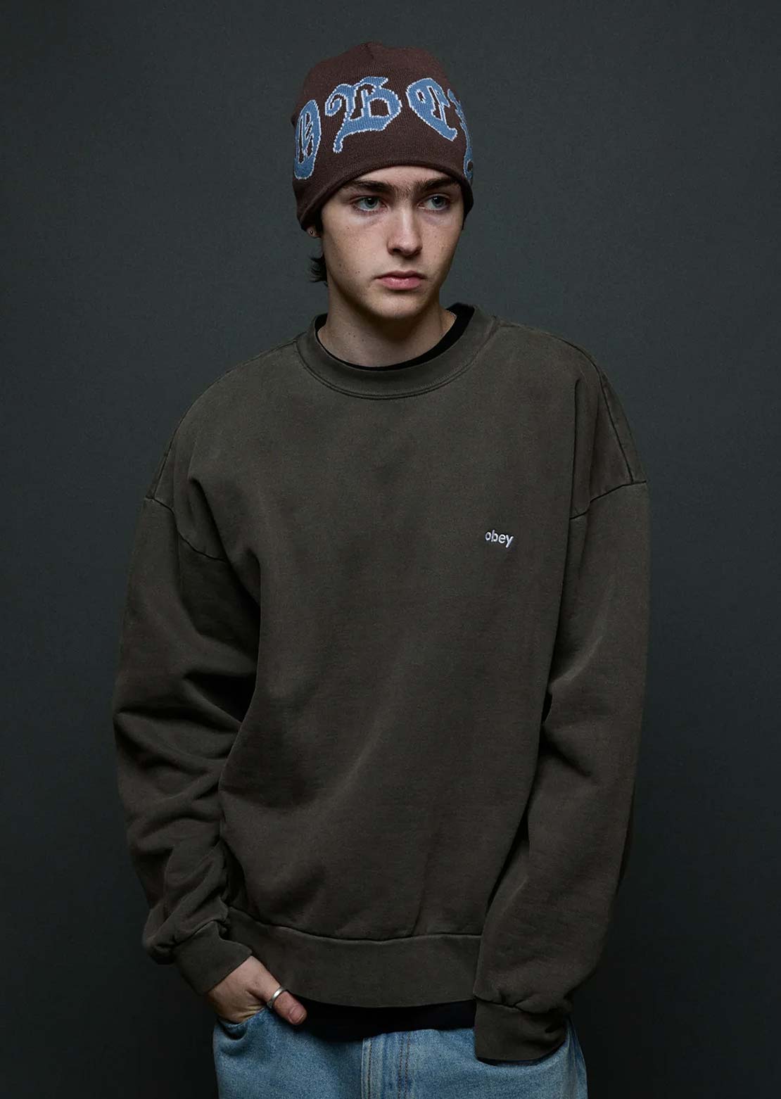Obey Men's Stina Beanie Dark Brown
