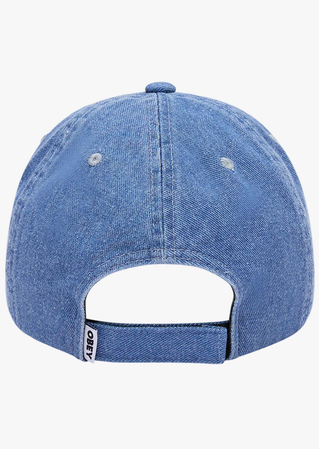 Obey Men's Supernova 6 Panel Denim Velcro Back Cap Light Indigo