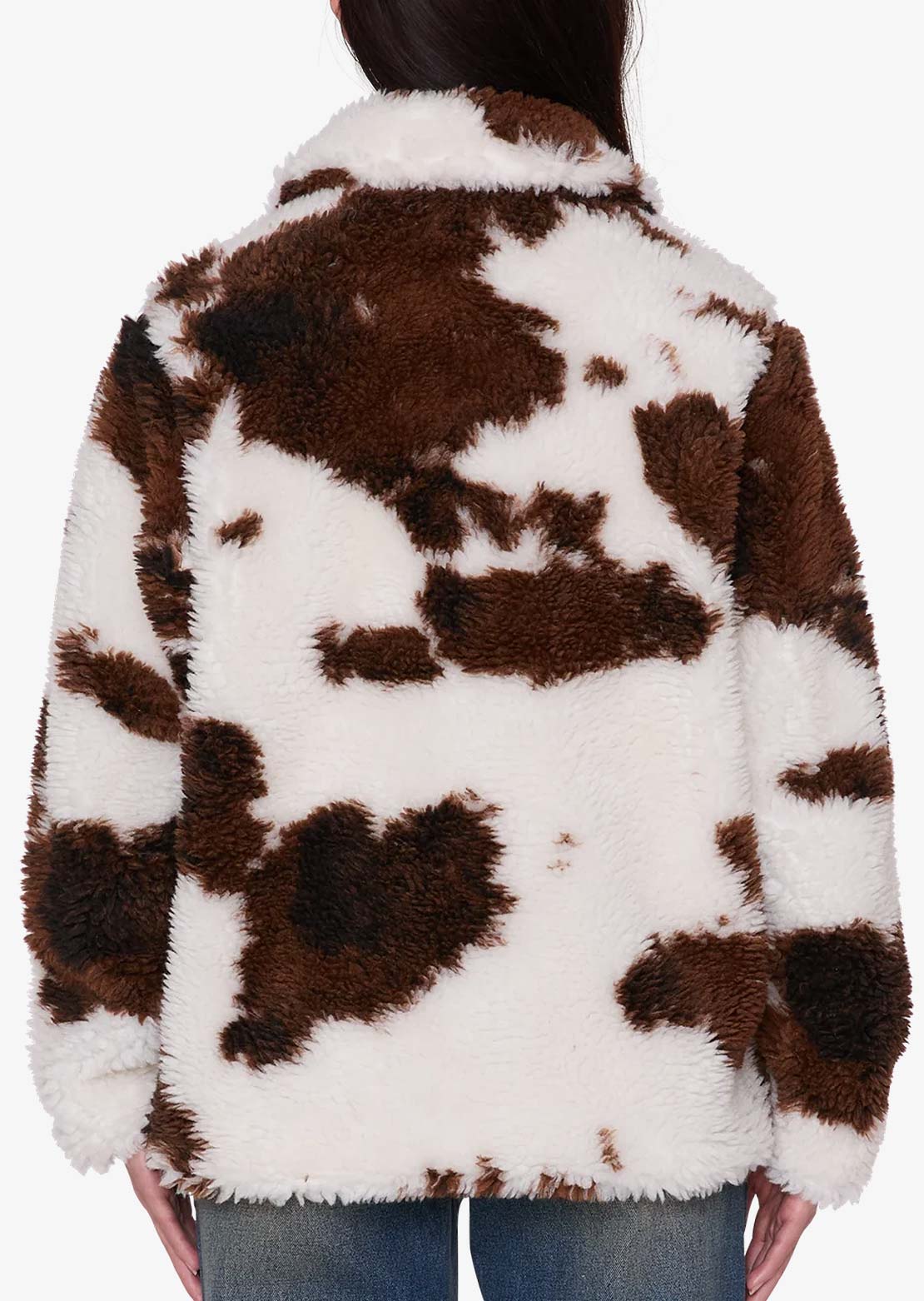 Obey Women's Nolie Sherpa Short Coat Cow Print