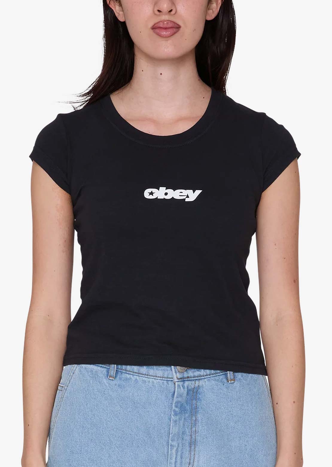 Obey Women's Speed 2 Cropped T-Shirt Digital Black