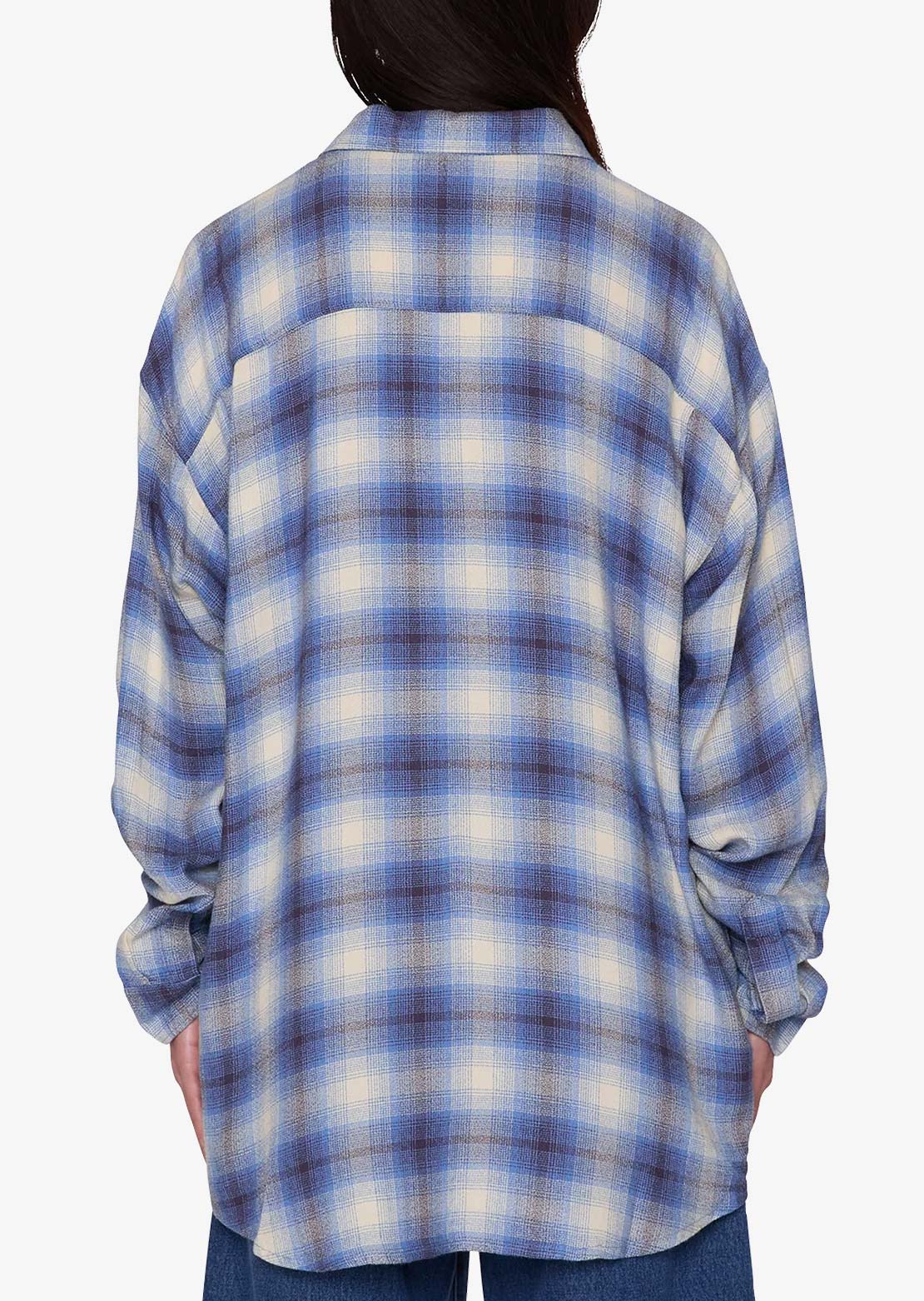 Obey Women's Zelia Long Sleeve Button Up Shirt Blue Multi