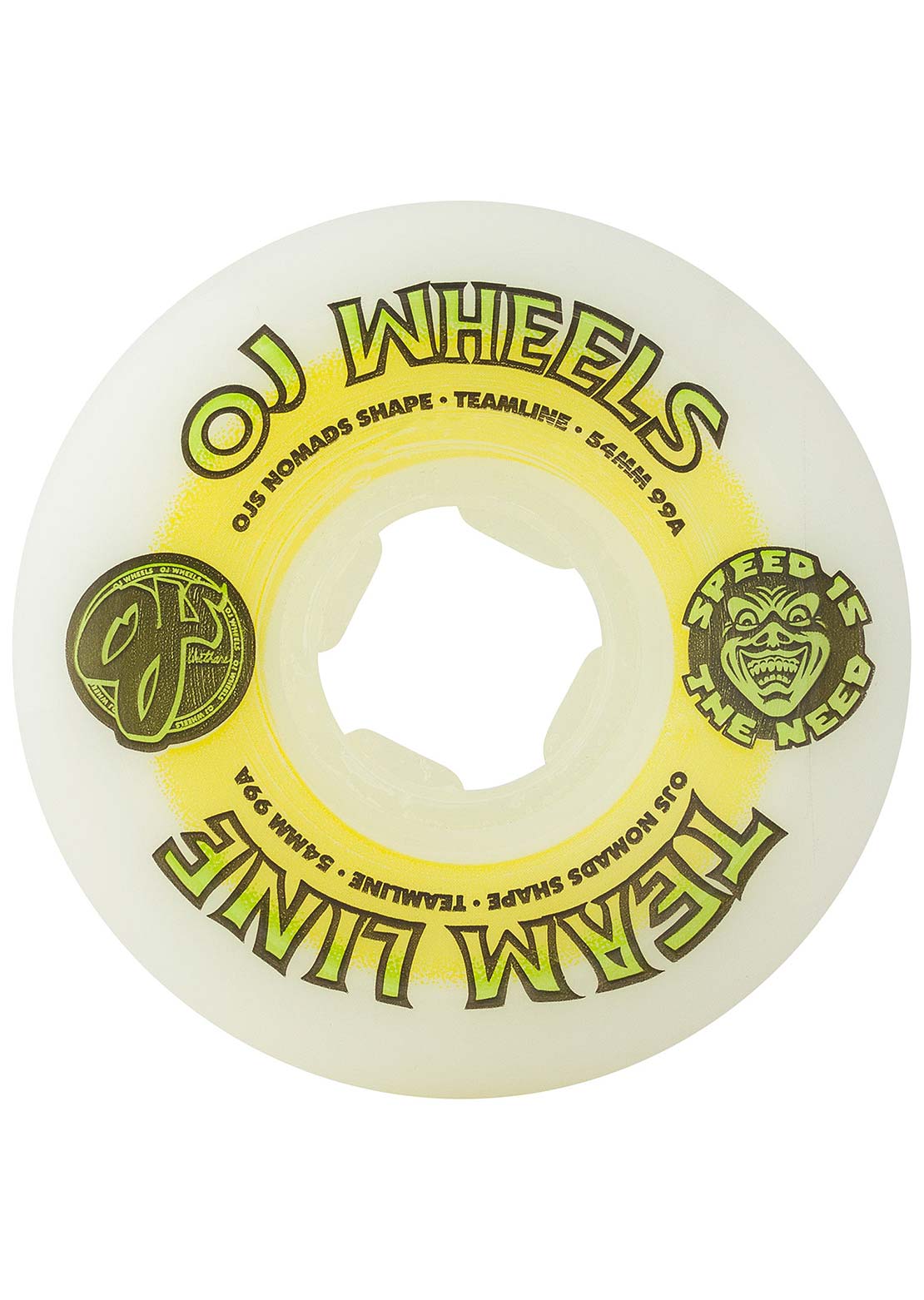 OJ Wheels Team Line 99A Skateboard Wheels White/Yellow/Green