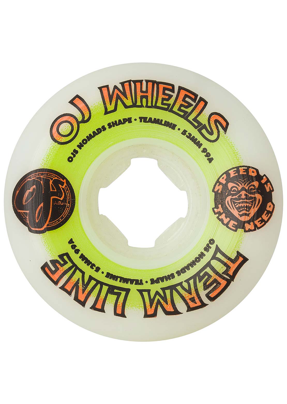 OJ Wheels Team Line Original Nomads 99A Skateboard Wheels White/Green/Orange