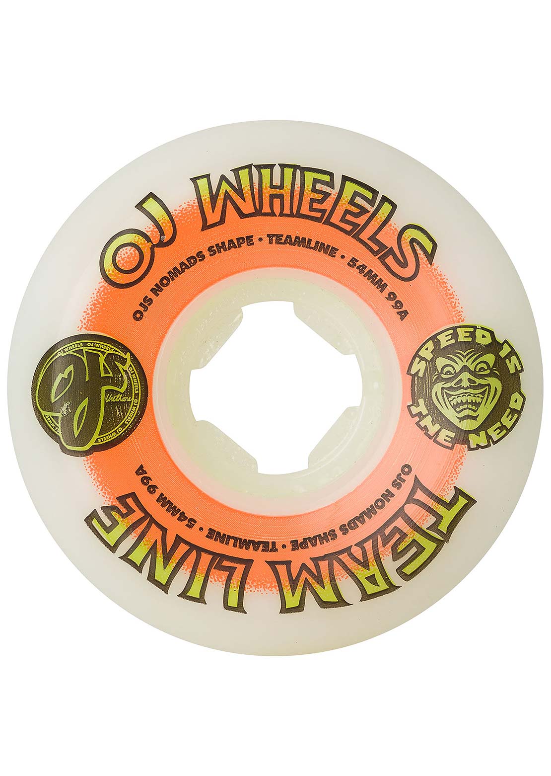 OJ Wheels Team Line Original Nomads 99A Skateboard Wheels White/Orange/Green