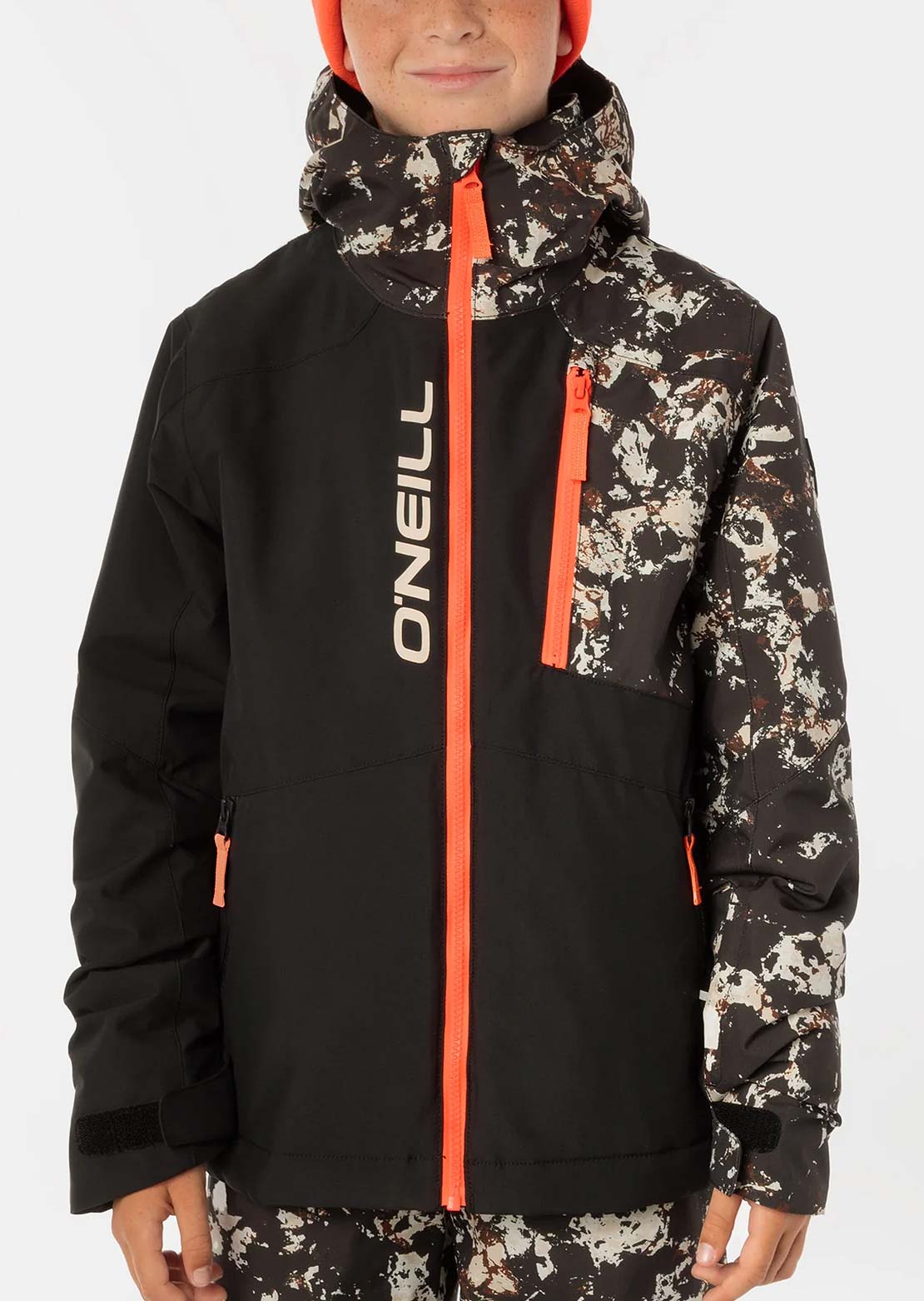 O'Neill Junior FWC Cruz Block Snow Jacket Black/Beige Quarry