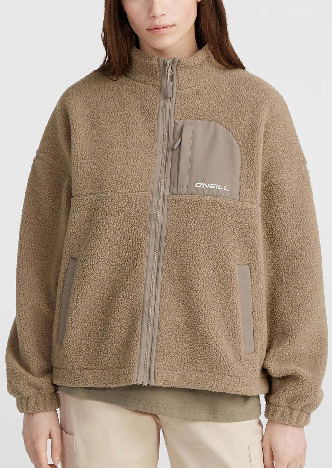 O'Neill Women's Traveller Series High Pile FZ Fleece Jacket Concrete