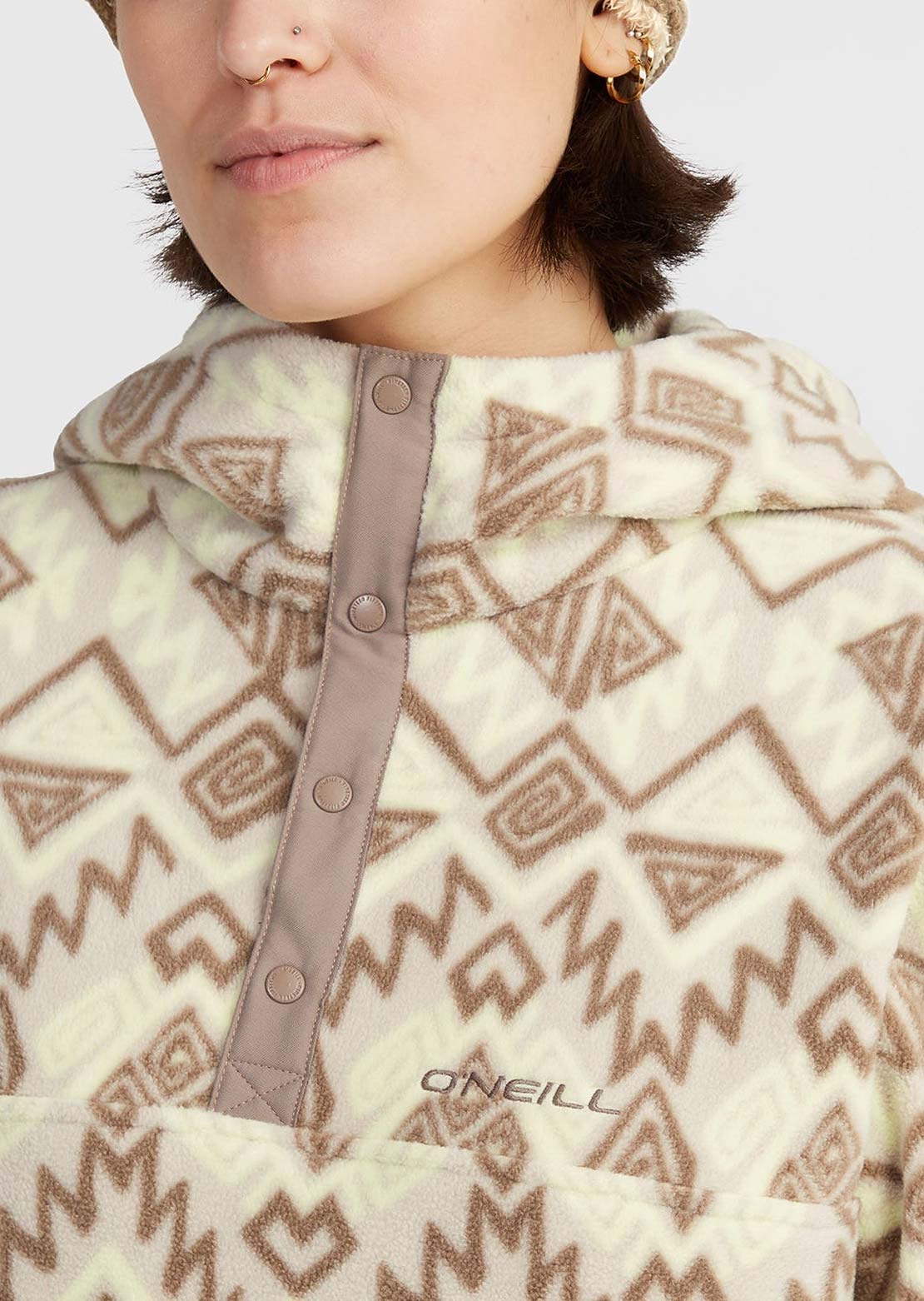 O'Neill Women's Traveller Series Superfleece HZ Hood Grey Retro Ikat