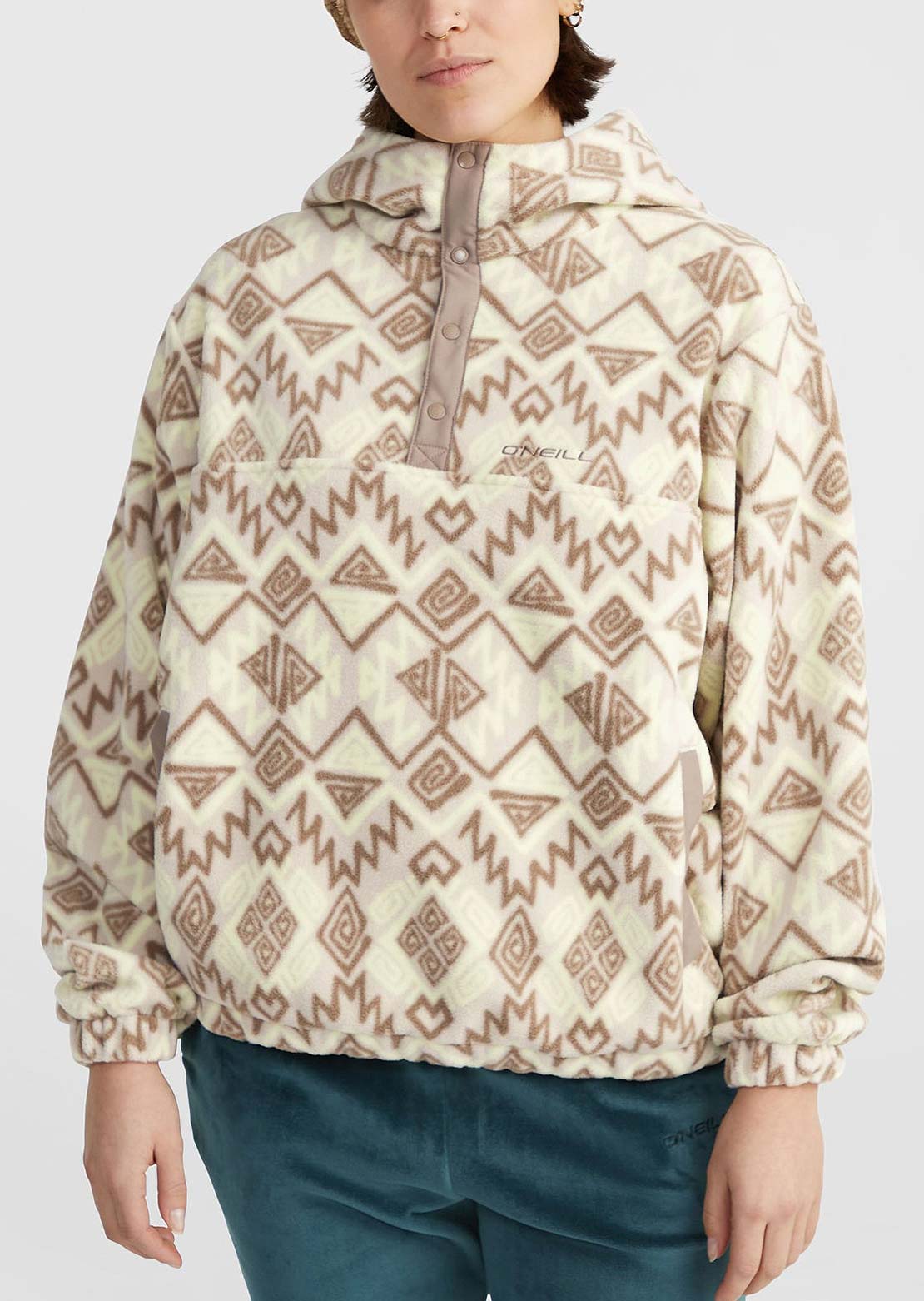 O'Neill Women's Traveller Series Superfleece HZ Hood Grey Retro Ikat