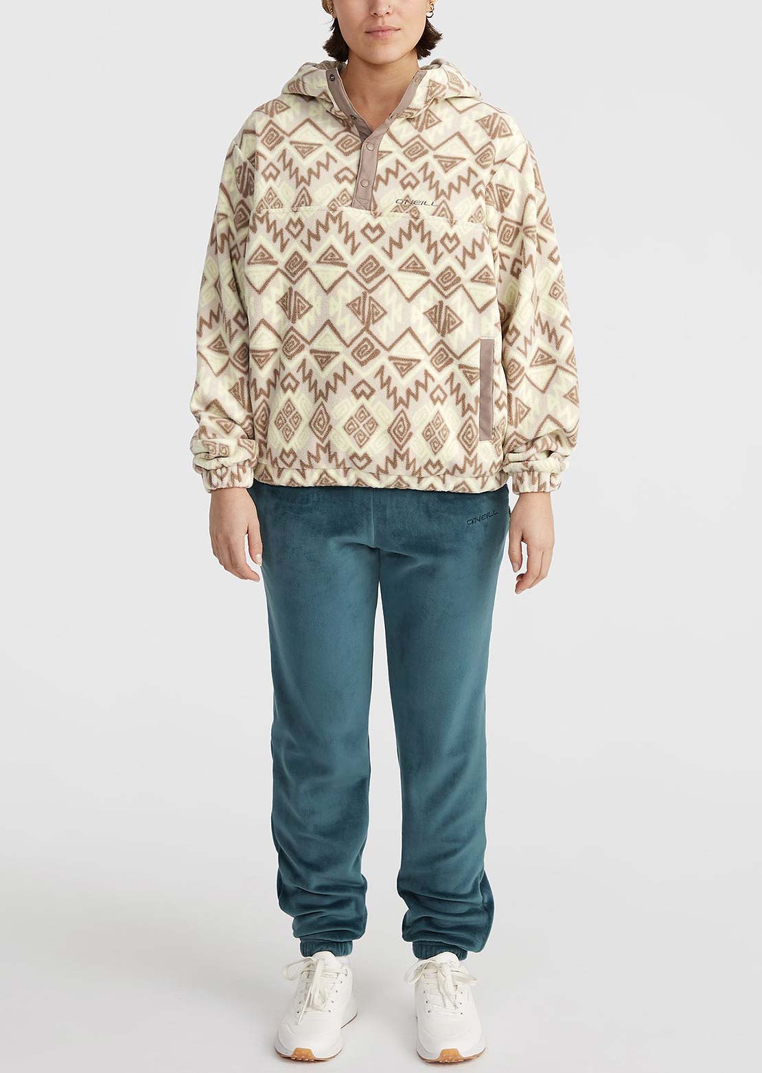 O'Neill Women's Traveller Series Superfleece HZ Hood Grey Retro Ikat