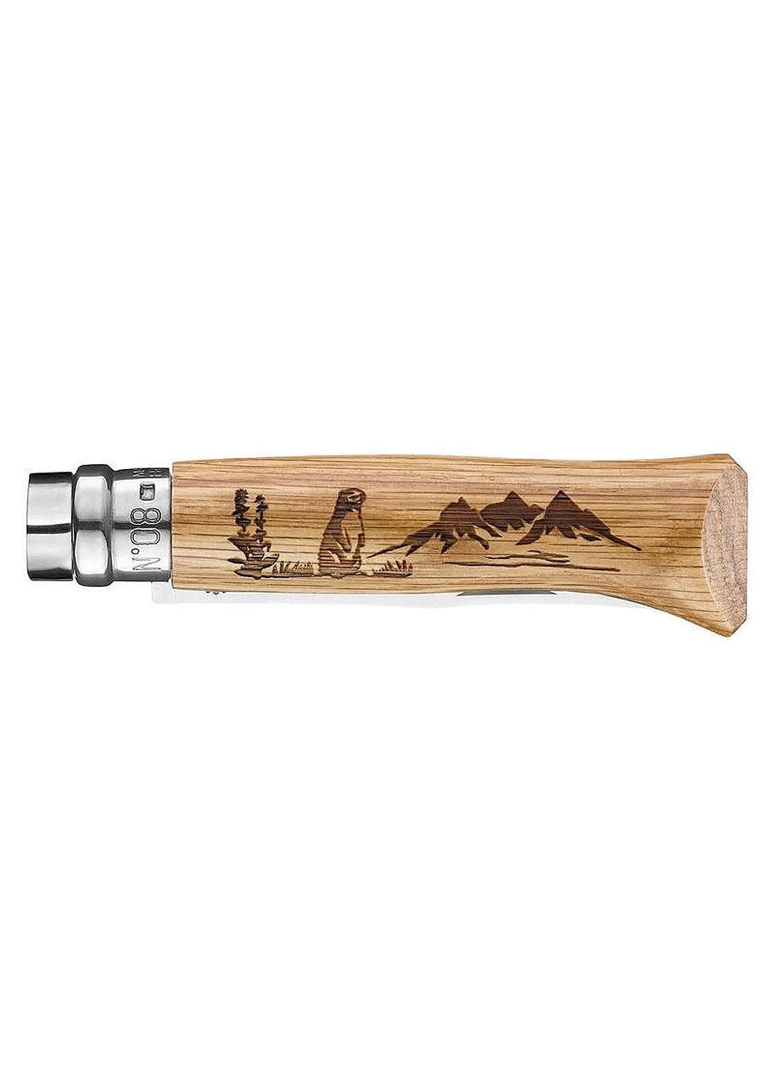 Opinel Tradition N°08 Engraved Animalia Stainless Steel Knife Groundhog