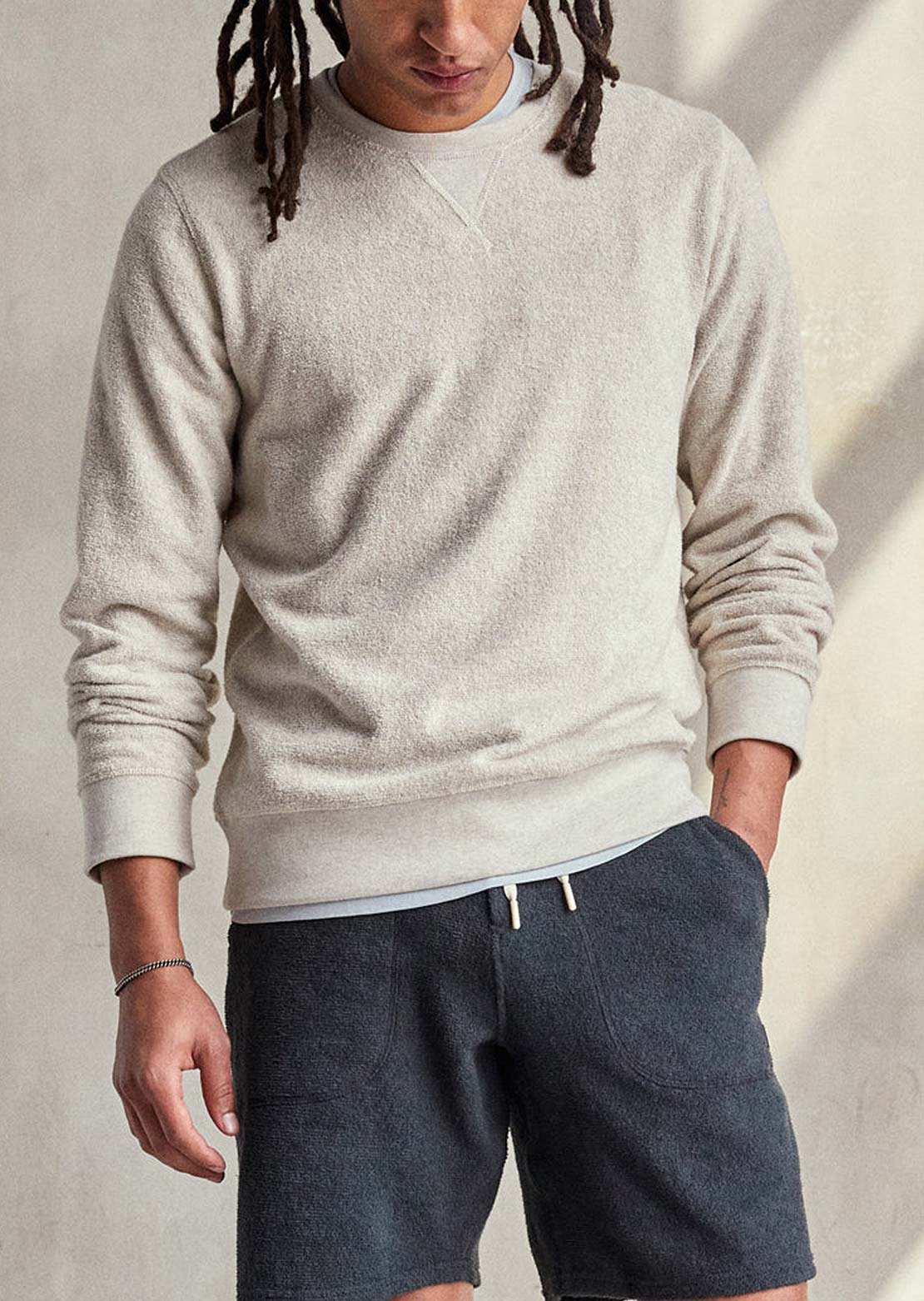 Outerknown Men&#39;s Hightide Crew Longsleeve Oatmeal Heather