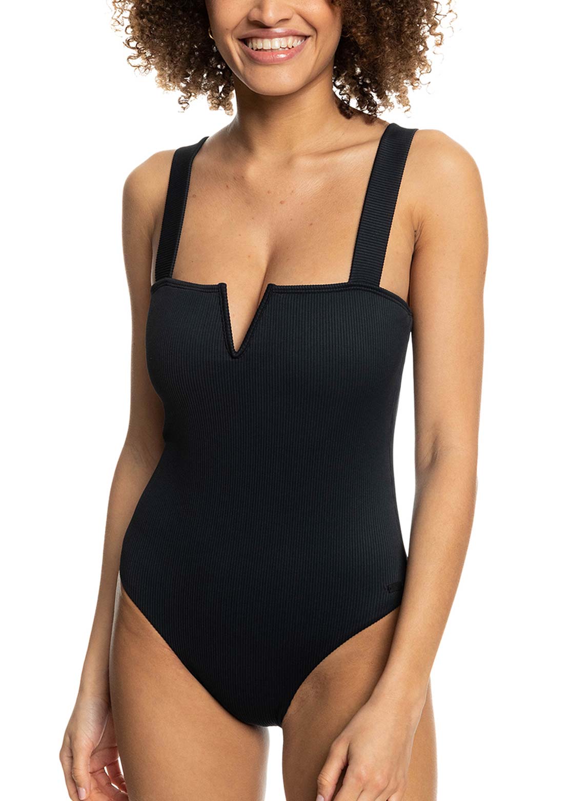 Roxy Women&#39;s Rib Love The Coco V Dcup One Piece Anthracite